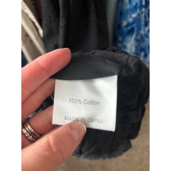 Kourt Calypso Women’s Swiss Dot Tiered Midi Dress Nap Style Black Sz L - Picture 12 of 12